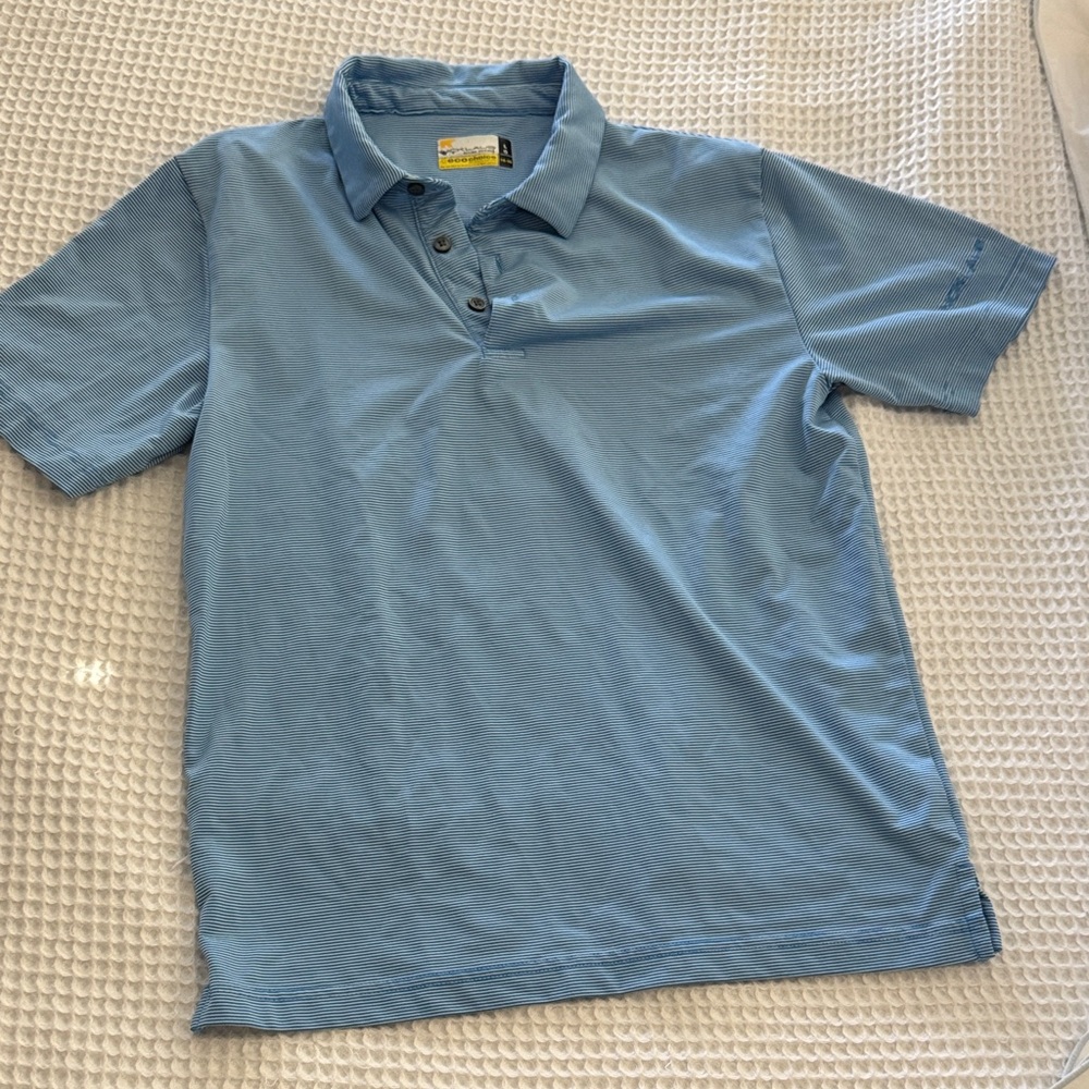 Kids Blue Striped Golf/poli Shirt | L (14-16)
